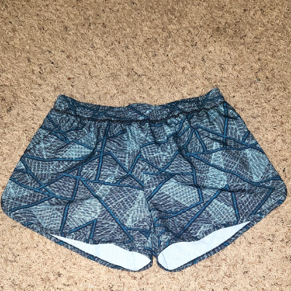 Champion - Women's Blue and Gray Athletic Shorts with Geometric Design - Sz S